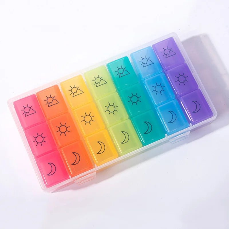 Коробка для хранения таблеток медицинский футляр 7 дней органайзер 21 отсек 3 раза