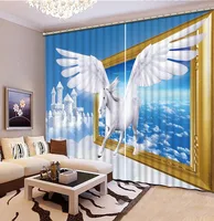 The Animal Decorative Printing Curtains Shade Kids Curtains Creative fly horse Window Curtain Living Room Bedroom Kitchen