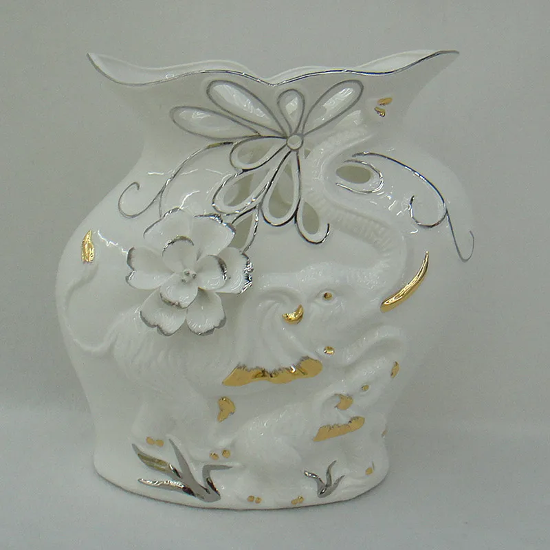 Fashion creative bone china vase ceramic elephant ornaments crafts luxury home decoration gift |