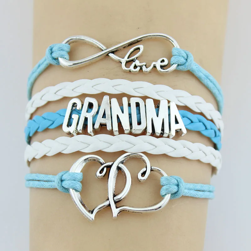 10 шт./лот очаровательный кожаный браслет ручной работы со словами &quotLove grandma&quot