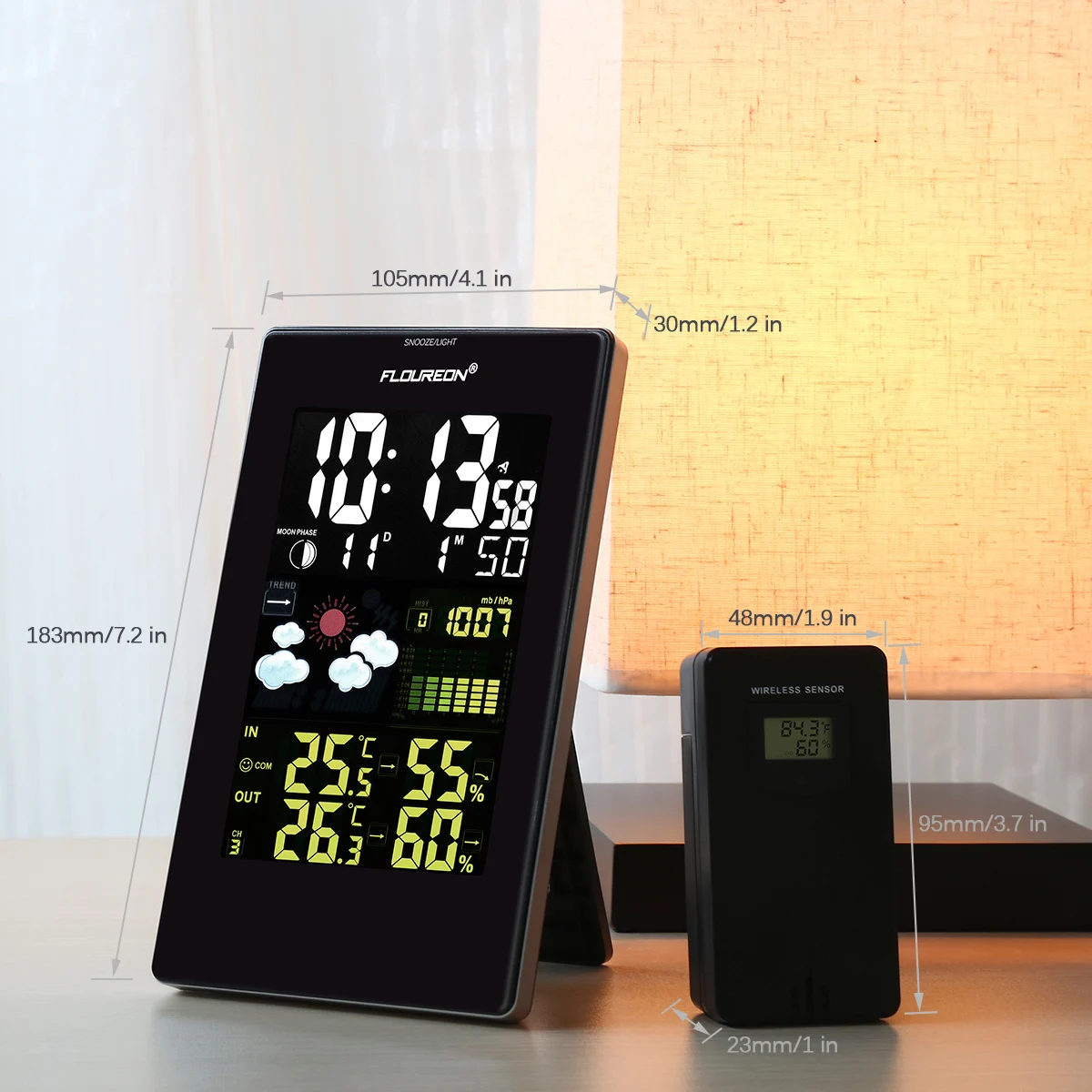 Floureon Беспроводная Цветовая Погодная станция с In/наружная температура влажность