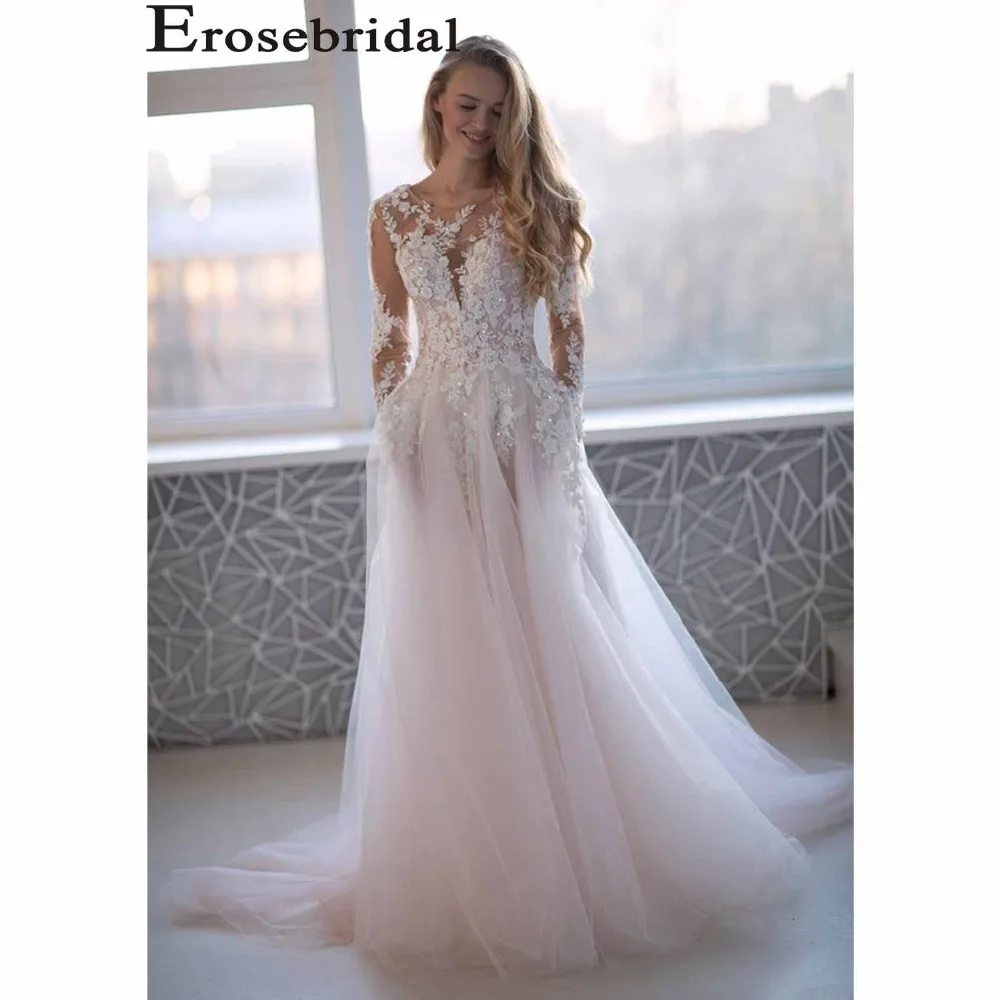 Женское кружевное платье Erosebridal пикантное свадебное с вырезом лодочкой и