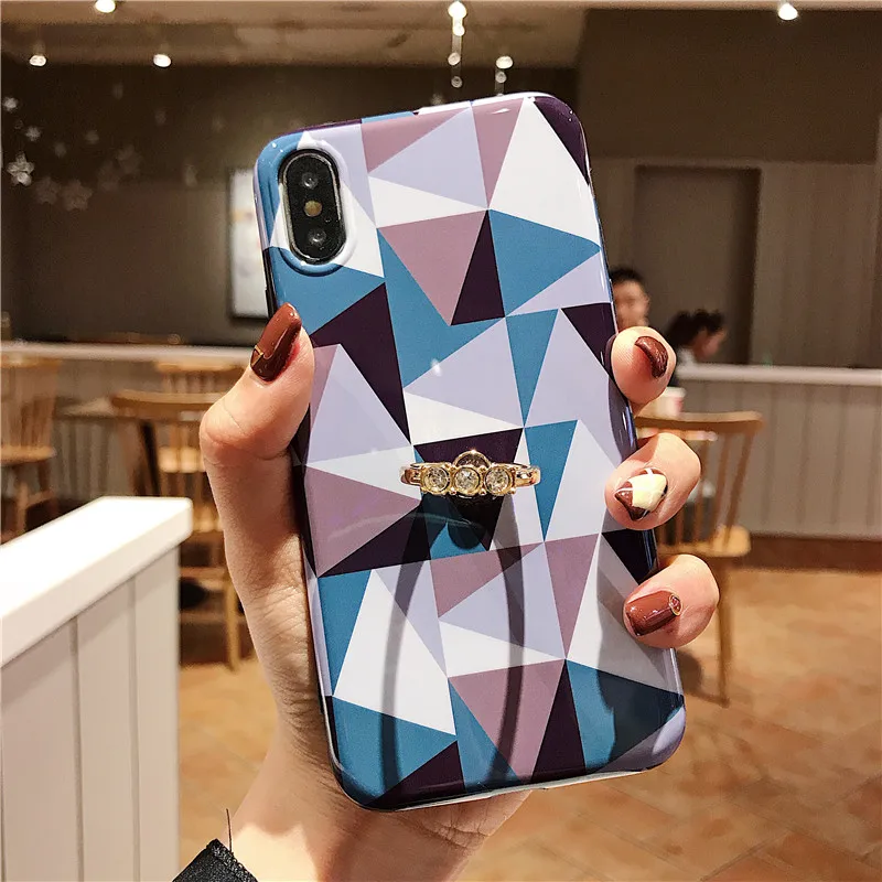 DISCASE простой геометрический Алмазный чехол для телефона iphone XS MAX XR X 6 6s 8 7 plus кольцо