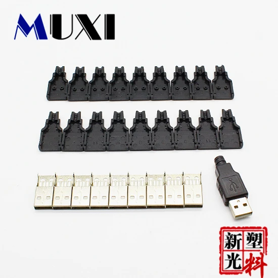 Promotion!!!!! 10Pcs/Lot USB Coverd by Black Plastic with 4 Pin Male Plug Socket Connector for Wire | Строительство и ремонт