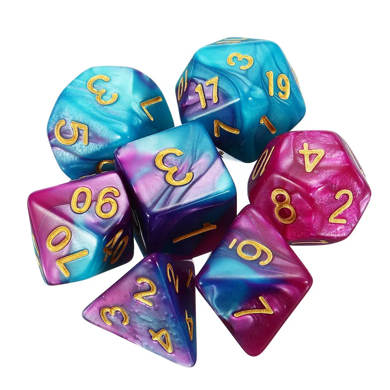 7 шт./компл. игровые кубики TRPG D4 D6 D8 D10 % D12 D20 вечерние настольные игры для