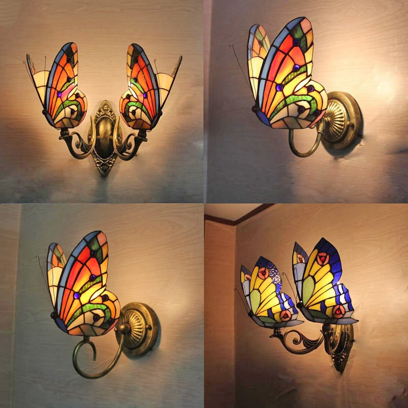 

SGROW Art Decor Led Lamps Light One/two/three Butterfly Glass Wall Lamp Creative Indoor Lighting Fixtures fo Raisle Dining Room
