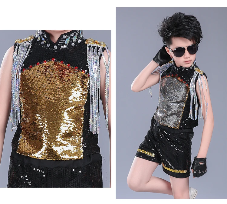 Детский костюм для джазовых танцев с блестками мальчиков и девочек| |