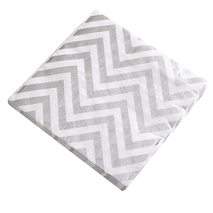 silver wave napkin Одноразовые салфетки/стаканчики/тарелки в горошек цвета розового золота для свадьбы, вечеринки в честь рождения детей, одноразовые бумажные салфетки - Цвет: silver wave napkin