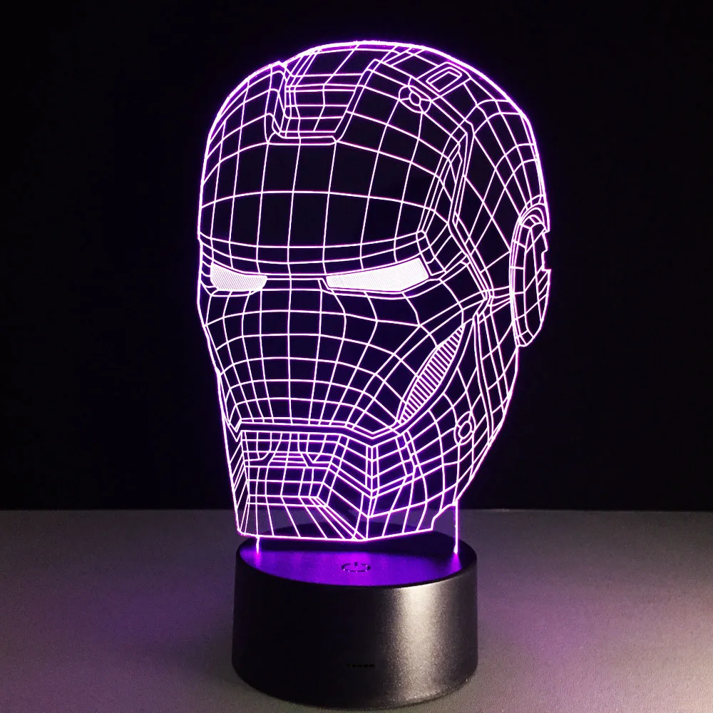 Железный человек светодиодная настольная лампа 3D Оптическая иллюзия ночник