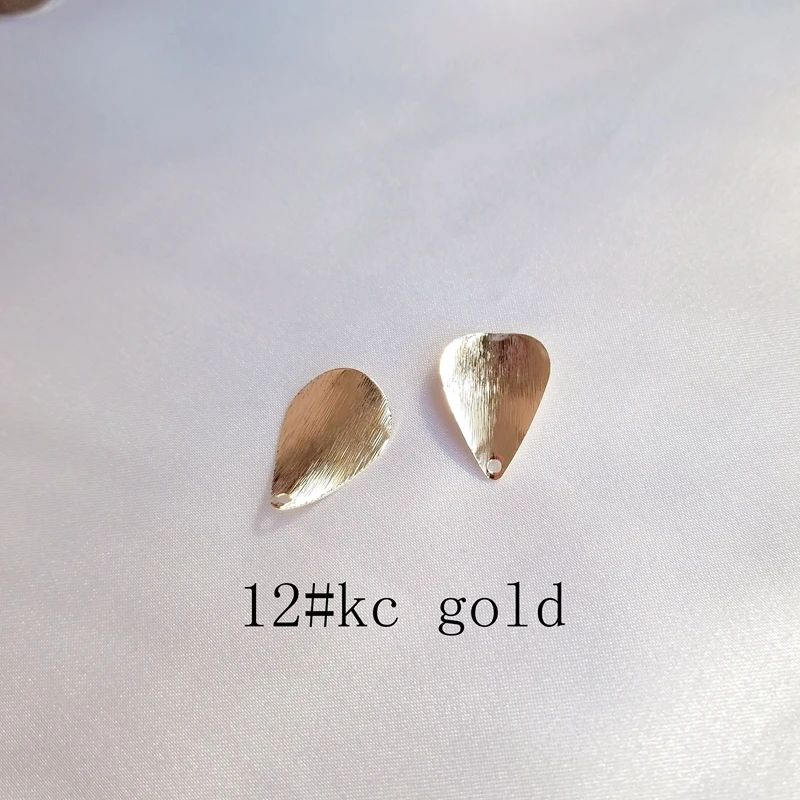 DIY серьги аксессуары с покрытием из чистой меди 18K настоящие золотые листья тисненые щеткой текстуры серьги ювелирные изделия кулон - Цвет: 12