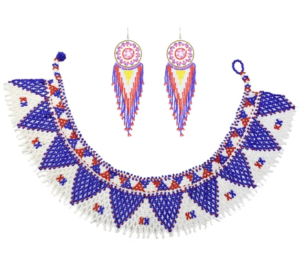 Jewelry Sets C Африканский каучуковый бисер, колье, колье, ожерелья и серьги, ювелирные наборы для женщин, свадебная бижутерия, этник, племенная индия - Окраска металла: Jewelry Sets C