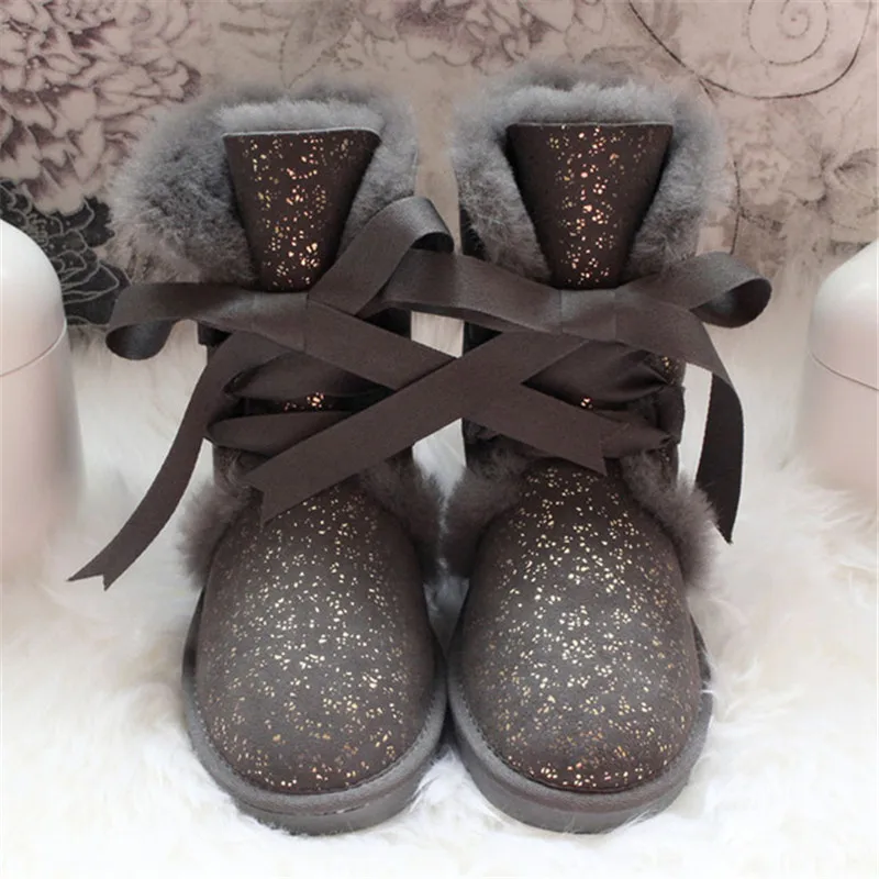 

Real Wool Boots 2021 Genuine Sheepskin Woman Snow Boots Botas Mujer Winter Shoes Women's Boots Natural Fur Shoes Women