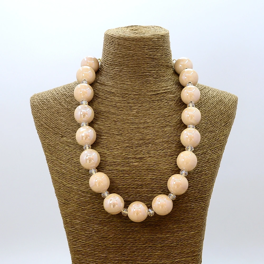 Женское керамическое колье с бусинами короткая цепь на шею 2 цвета|statement necklace|chain