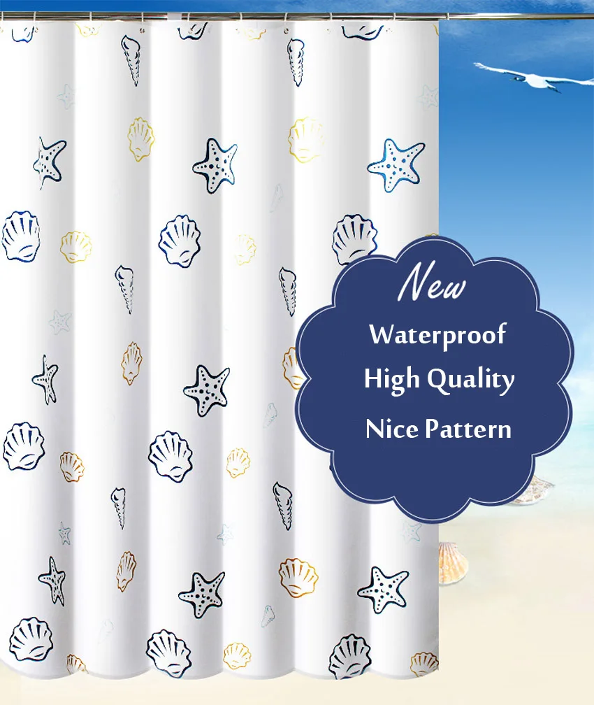 Мультяшная душевая занавеска Shells морская звезда водонепроницаемые шторы для