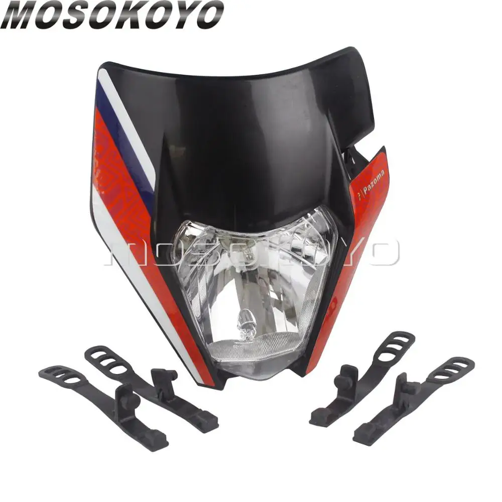 Двойная Спортивная оранжевая фара Dirt Bike Enduro передняя лампа с наклейкой для KTM EXC SMR