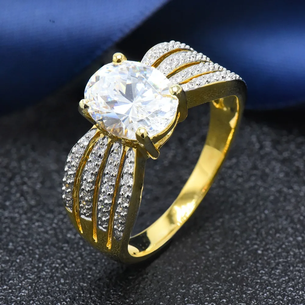 

Hutang Women's Yellow Gold Wedding Ring Solid 925 Sterling Silver 5.33ct Simulated Diamond Engagement Fine Jewelry 2018 New
