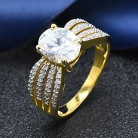 hutang womens yellow gold wedding ring solid 925 sterling silver 5 33ct simulated diamond engagement fine jewelry 2018 new