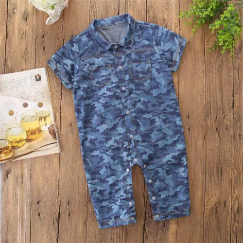 2018 джемпер для маленьких мальчиков и девочек Камуфляжный джинсовый комбинезон