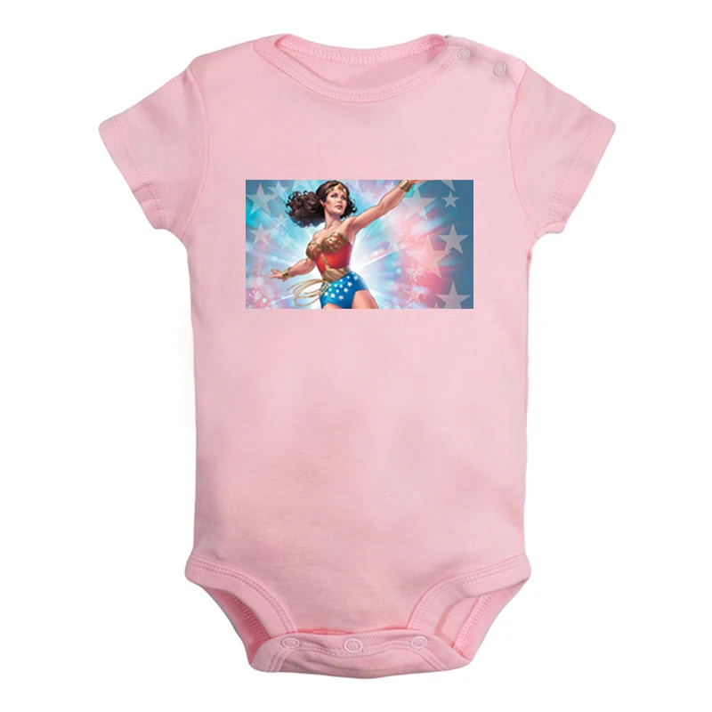 ieBodysuits2111P Чудо-Женщина ободок для волос в стиле Чудо-Женщина Супергерой Диана Принц Одежда для новорожденных девочек и мальчиков комбинезон с короткими рукавами, комбинезоны, комплекты из хлопка - Цвет: ieBodysuits2111P