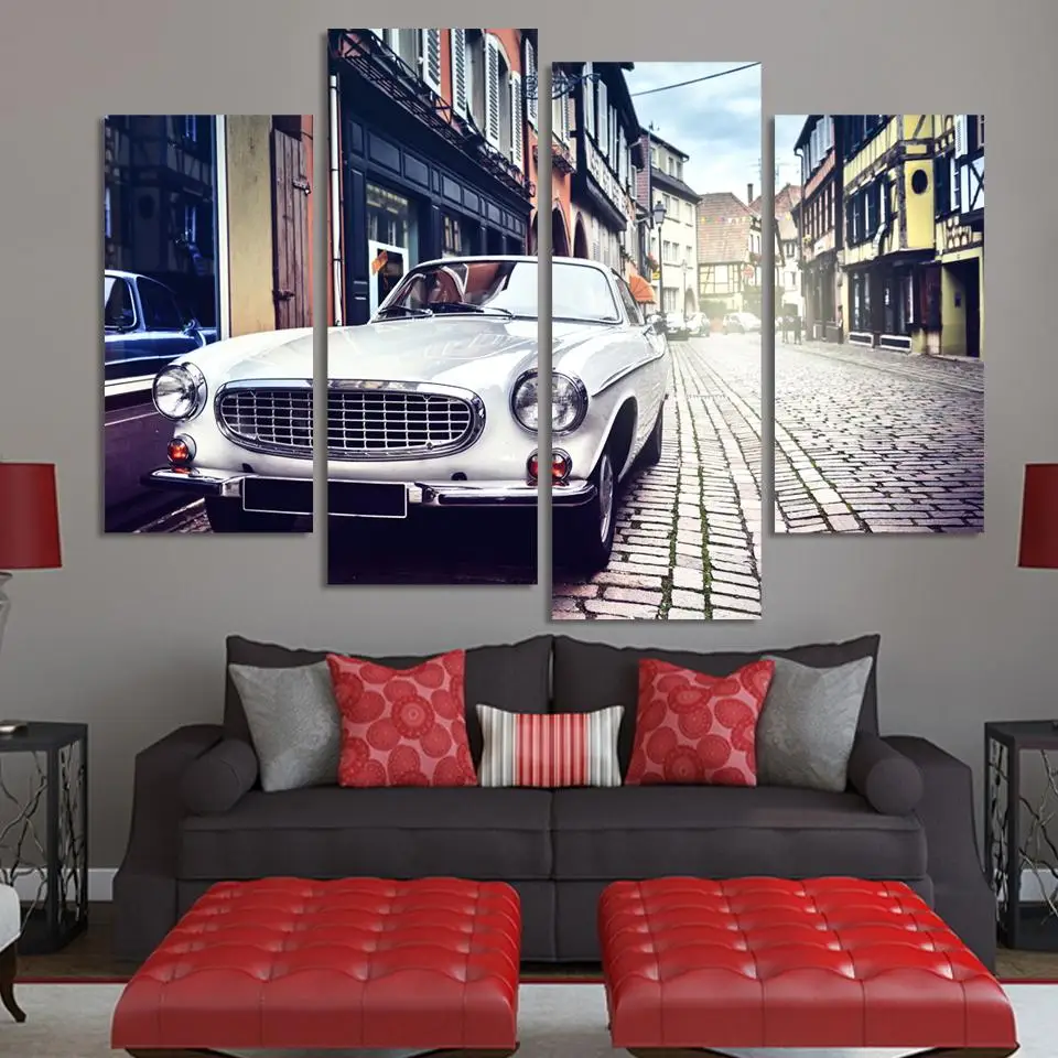 Fallout New Oil Painting 2017 4 Pcs Stree View Wall Art Picture Home Decoration Living Room Canvas Print | Дом и сад