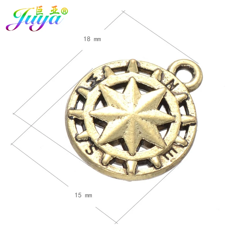 Juya 10 шт./лот оптовая продажа античные золотые/Серебристые Подвески с компасом и