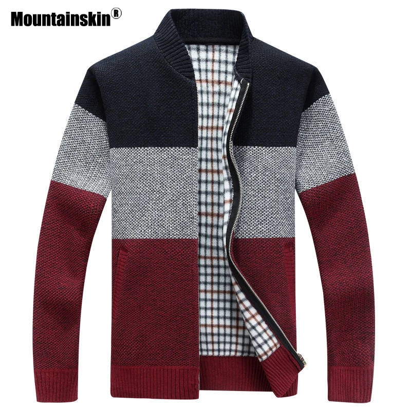 

Мужской плотный кардиган Mountainskin, трикотажная куртка на молнии с градиентом, Осень-зима 2019
