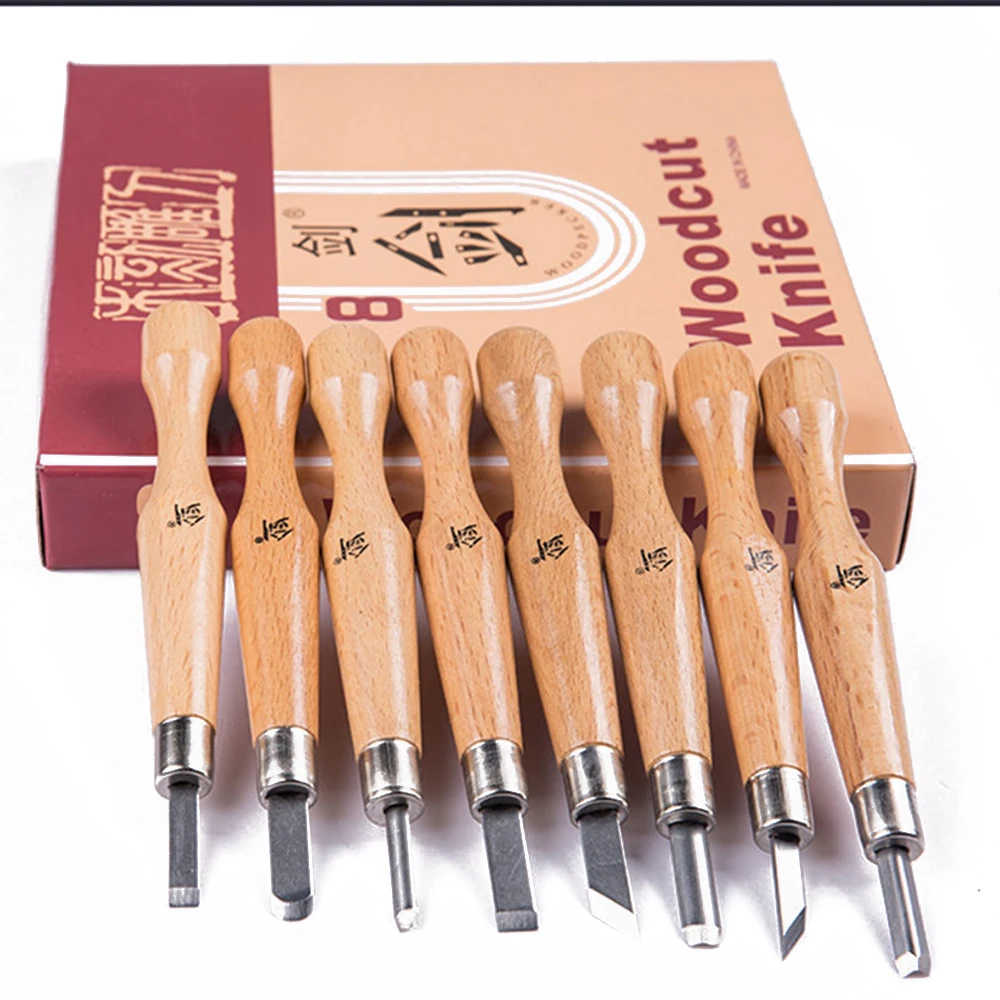 

8pcs One Lot SKS7 Steel Woodcut Knife Cutter Graver Engraving Nicking Scalpel DIY Tool Scribing Woodworking Hobby Arts