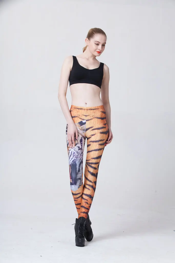 Горячие женские леггинсы с принтом Тигра для фитнеса 3D Цифровые Брюки 2017 новое