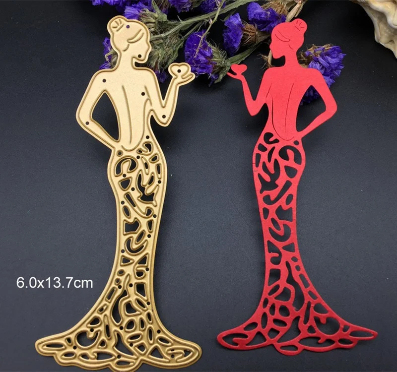 Дольд резки металла умирает красота леди сердце платье девушка Записки карты