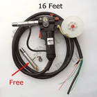 Ролик с зубчатым наконечником из нейлона JINSLU, Бесплатные детали, 16 футов, пистолет для MIG-катушки, нажимной фидер, Алюминиевая стальная горелка без разъема