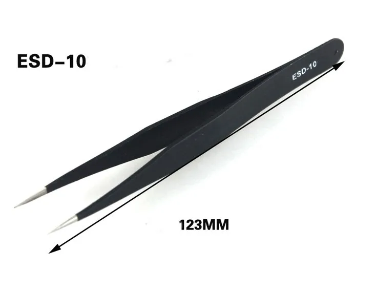 

ESD-10 123mm Anti-static Electronic Stainless Steel Tweezers Components Tweezers Corrosion Resistant Maintenance Repair Tools