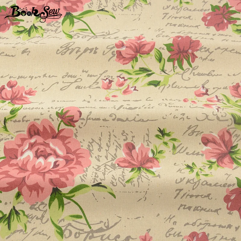 Домашний текстиль хлопчатобумажная льняная ткань с принтом темно розовый цветок