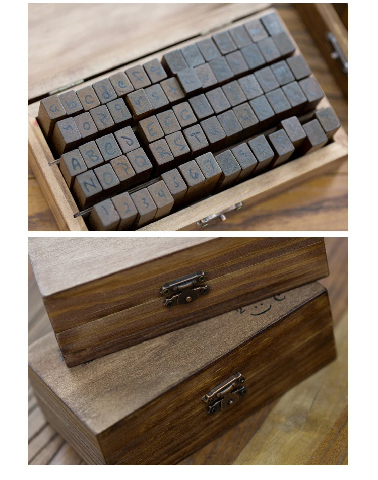 70 шт. DIY Декор деревянный штамп вертикально нижние буквы Алфавит символ цифры Ретро резиновые штампы в деревянной коробке