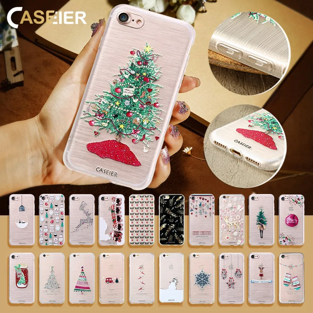 CASEIER прозрачный ТПУ чехол для телефона iPhone 6 6s Plus Прекрасный тиснение мягкий TPU 7 8 X
