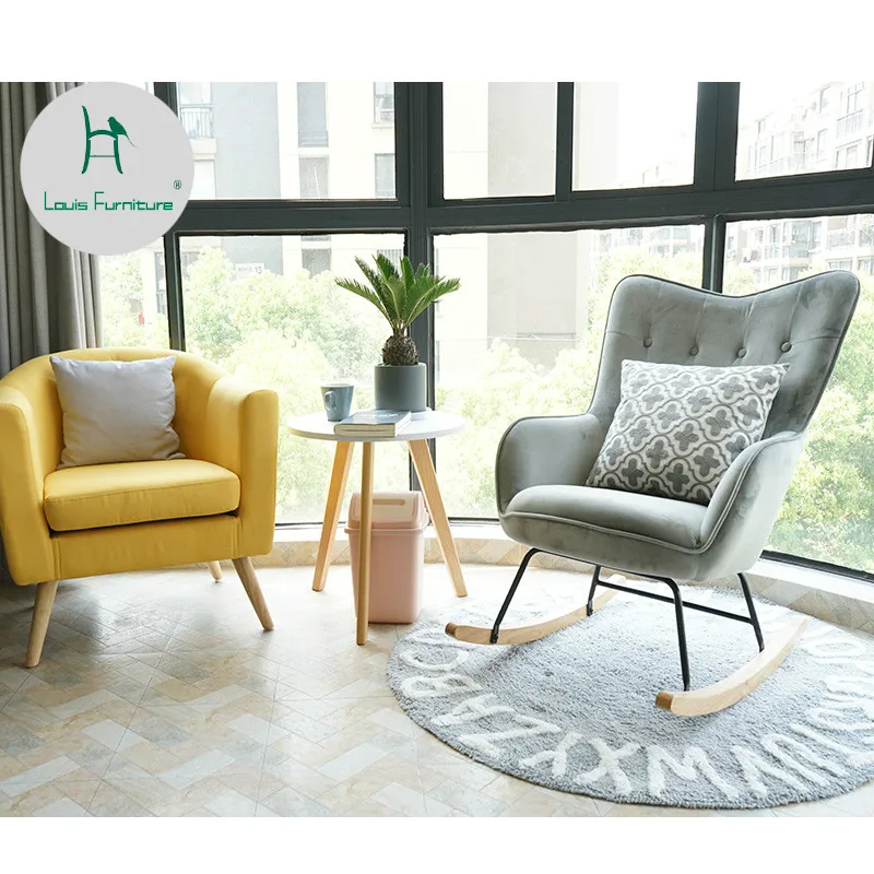 

Louis Fashion Living Room Chairs Nordic Rocking Leisure