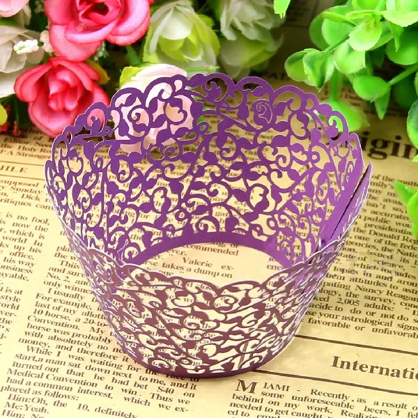 

50pcs Laser Cut Cupcake Wrappers Decor Wedding Birthday Party Decoration Baby Shower Wrap Shipment within 24h
