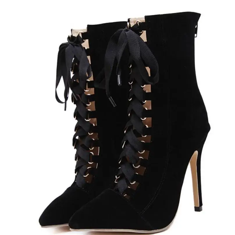 High Quality Gladiator Heels Women Pumps Genova Stiletto Sandal Booties Pointed Toe Strappy Lace Up Shoes Woman Boots | Обувь