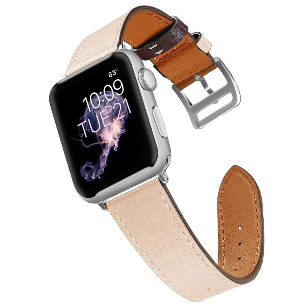Ремешок из натуральной кожи для apple watch 4 44 мм 40 мм iWatch ремешок 42 мм 38 мм кожаный ремешок для apple watch 3 2 1