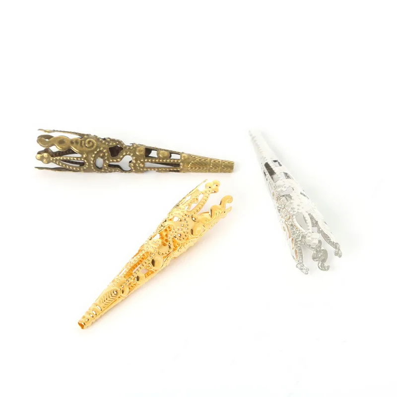 50 шт./лот Rhodium/Gold филигранные колпачки из бисера металлические конусные Подвески