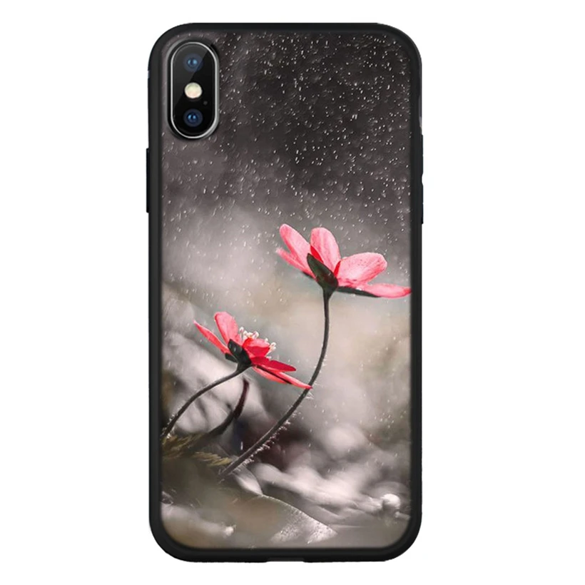 Силиконовый чехол для iPhone X XR XS 6 S 7 8 Plus цветочный узор в виде листьев чехлы