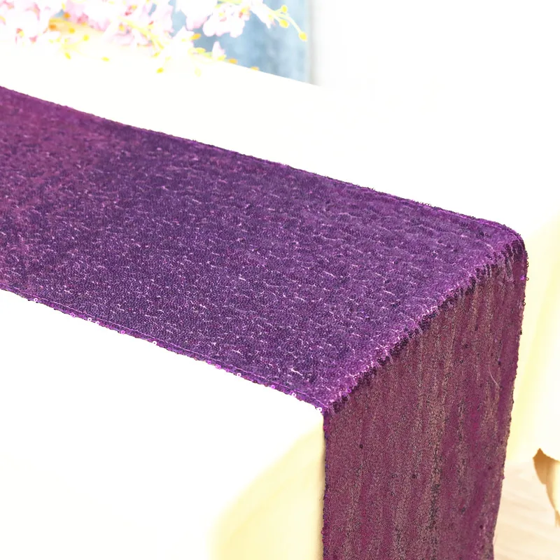 Purple Золотые, серебряные скатерти с блестками, блестящие, для банкета, для отеля, вечерние, свадебные, рождественские украшения - Цвет: Purple