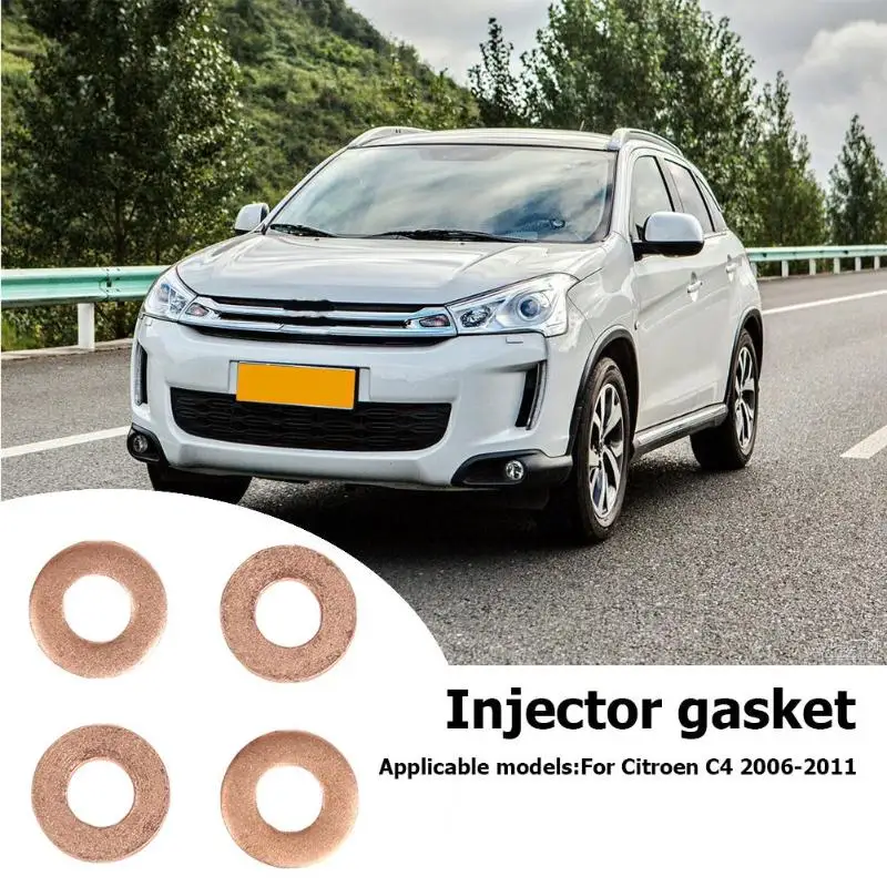 4 шт. медная шайба для шприца прокладка уплотнительное кольцо 1.6HDI peugeot OE198173 авто