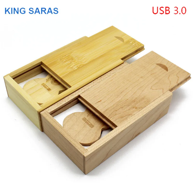 KING SARAS usb3.0 для гитары Деревянный из клена+ коробка 4 ГБ 8 ГБ 16 ГБ 32 ГБ клен usb 3,0 деревянный логотип гравировка usb флэш накопитель флешки