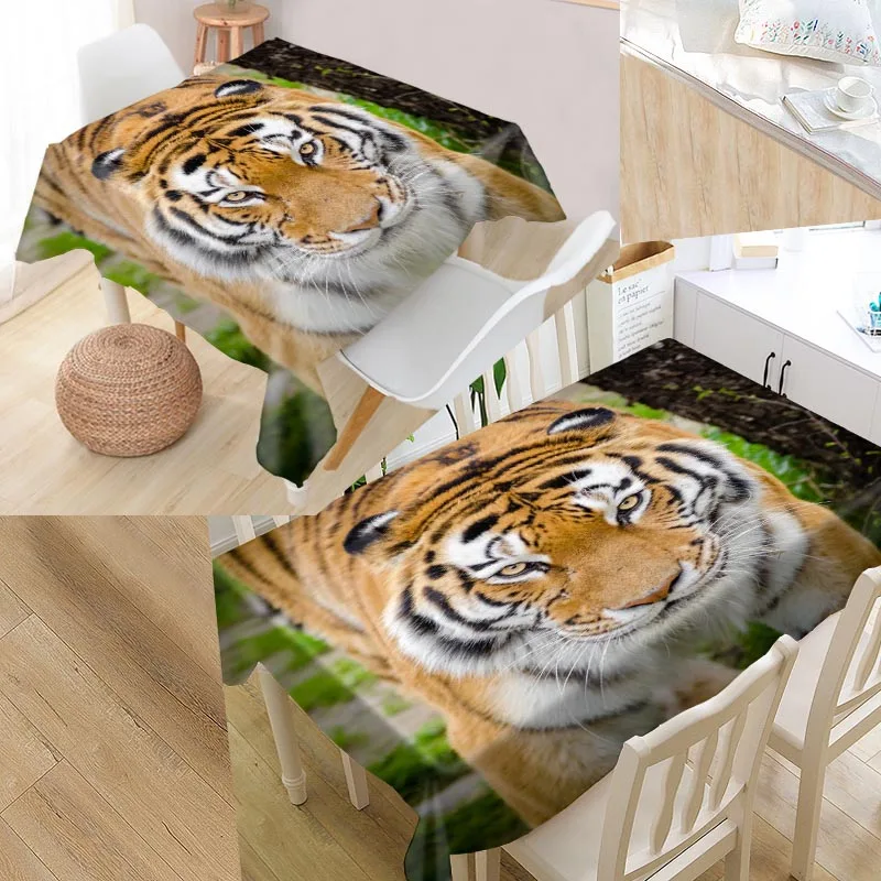 

Best Tiger Animals Custom Table Cloth Rectangular Oxford Print Waterproof Oilproof Square Table Cover Party Tablecloth