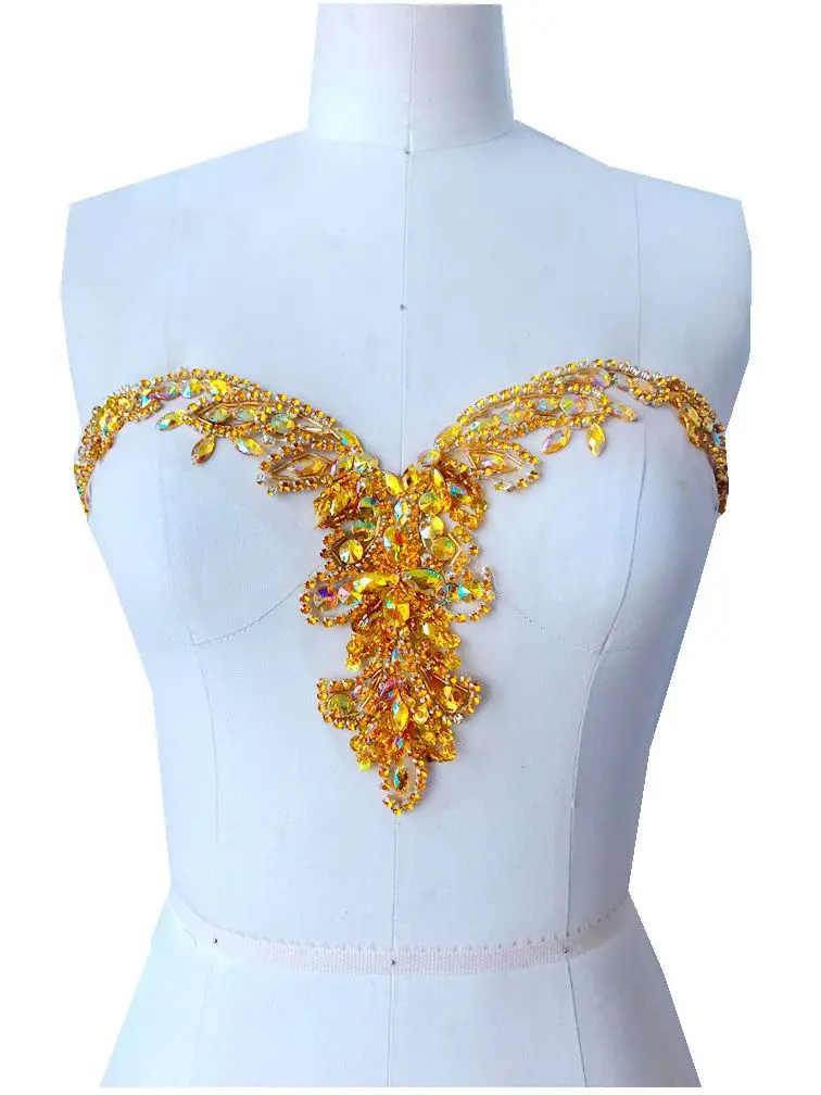 Аппликация Стразы ручной работы из чистого золота нашивки с сетчатыми