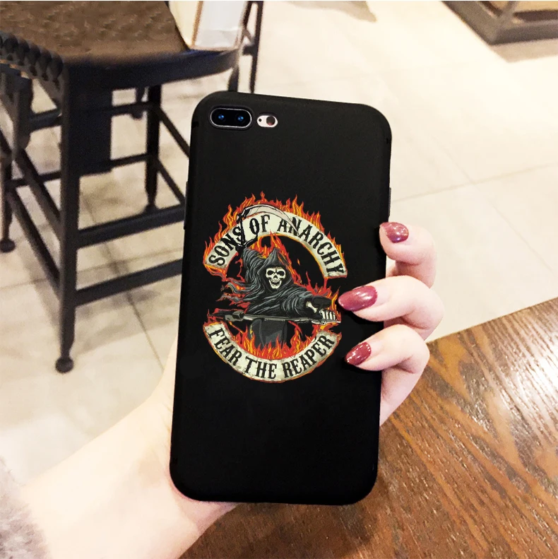 Чехол для телефона American TV Sons of Anarchy iphone 6 X XR XS MAX 7 8 Plus 11 Черный силиконовый чехол