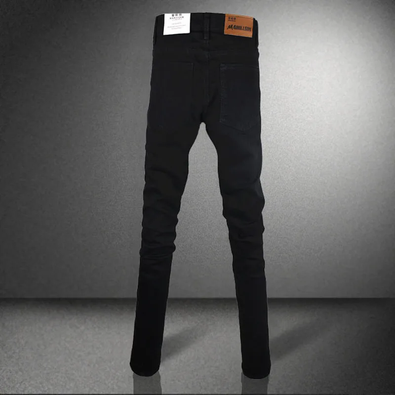Новое поступление Мужские Черные супероблегающие джинсы эластичные узкие