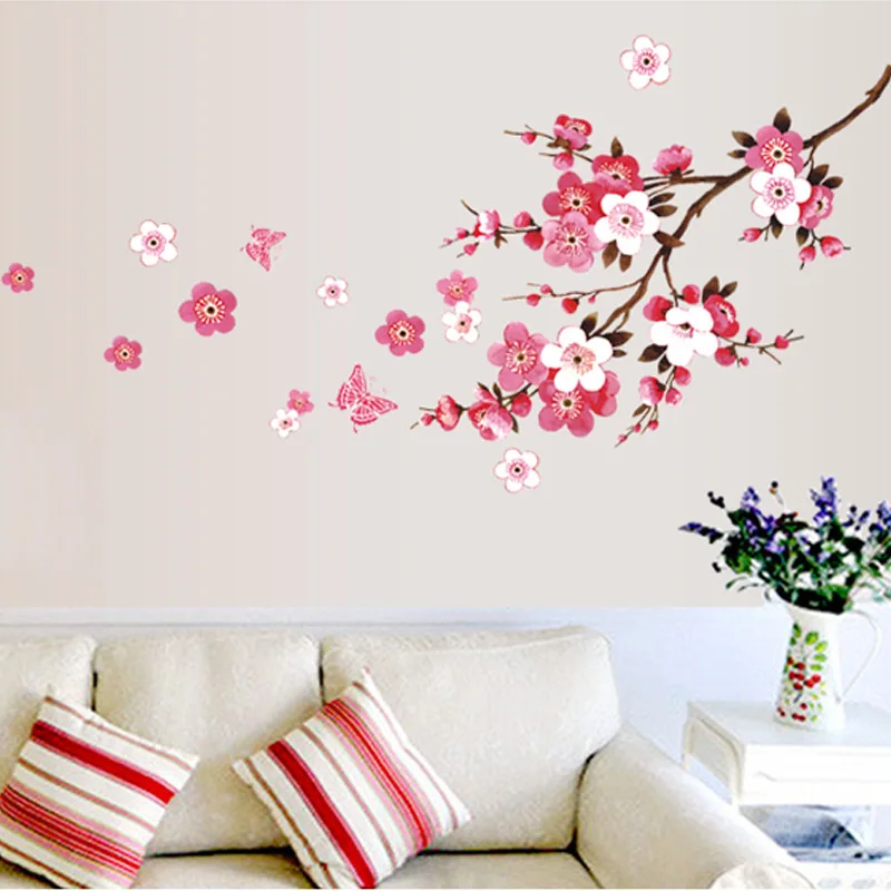 

120x50cm Cherry Blossom flower Wall Stickers Waterproof living room bedroom Wall decals 739 Decors Murals poster