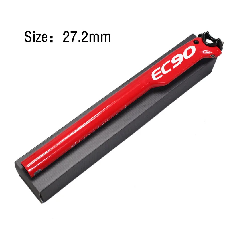 27.2-350mm red EC90 полный углеродного волокна велосипед подседельный штырь глянцевый MTB 3 K дорожный велосипедные стойки для сидения 27,2/30,8/31,6*350/400 ломающийся ветряной подседельный штырь - Цвет: 27.2-350mm red