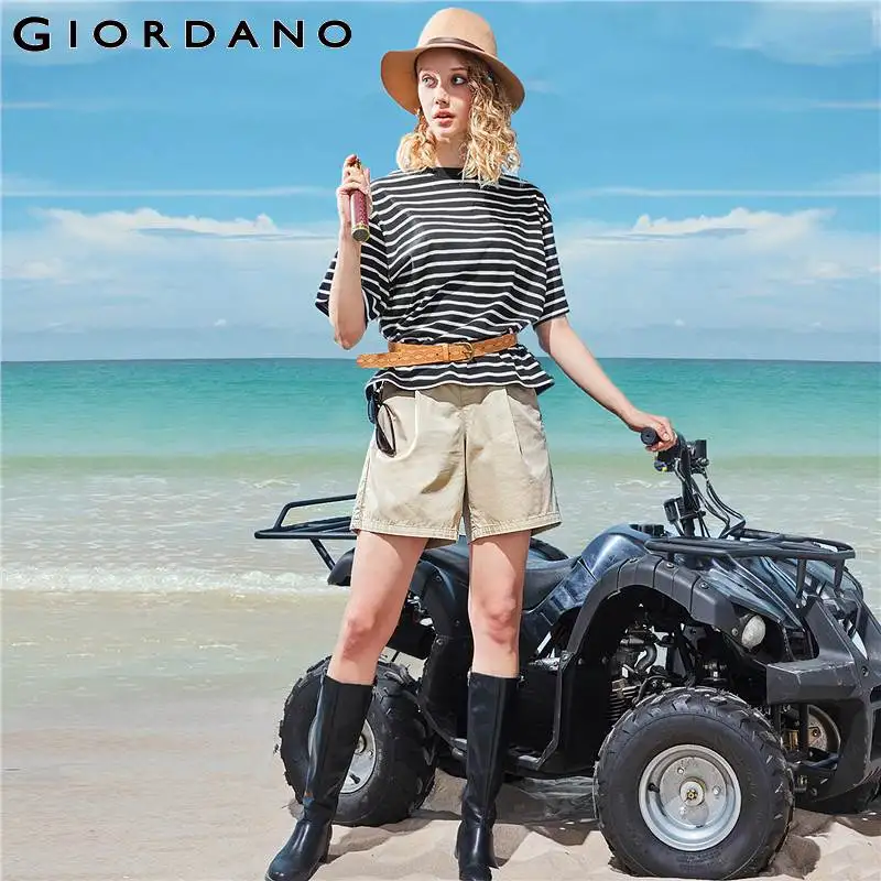 Giordano женские повседневные короткие шорты с резинкой на талии А образными линиями